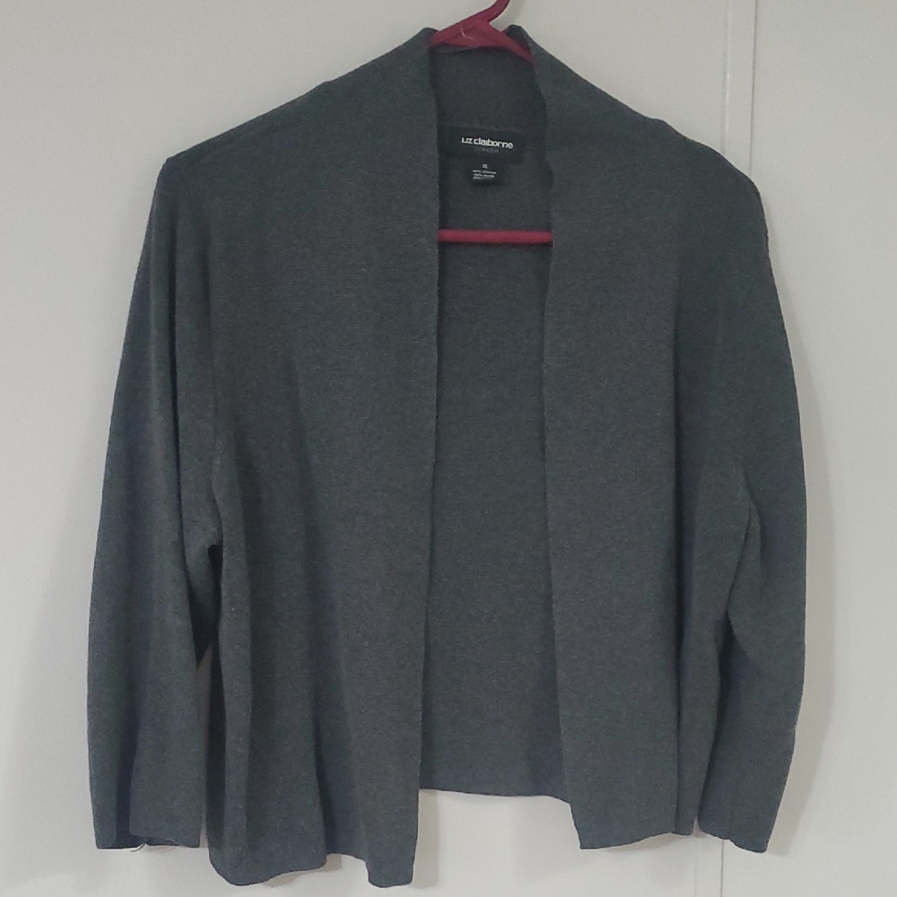 Liz Claiborne Charcoal Open Front Sweater